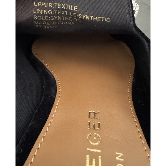 Kurt Geiger 37 / US 7 London Crystal Embellished Mule Black Velvet Flat Slip On - Picture 11 of 14